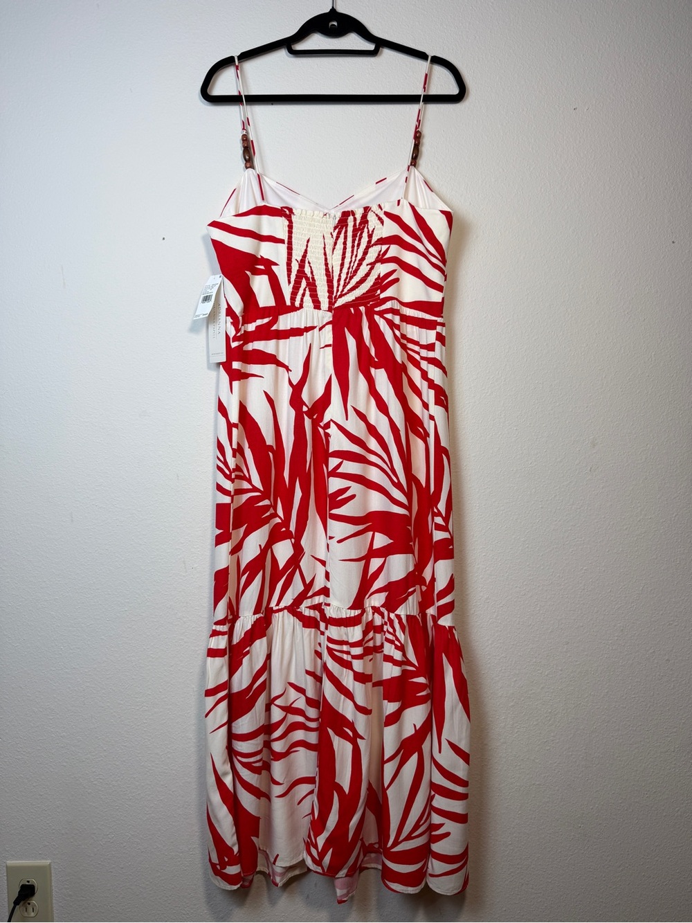 Adrianna Papell NWT Printed Maxi Dress Sz 14 Red Ivory Spaghetti Strap Boho - Picture 8 of 11